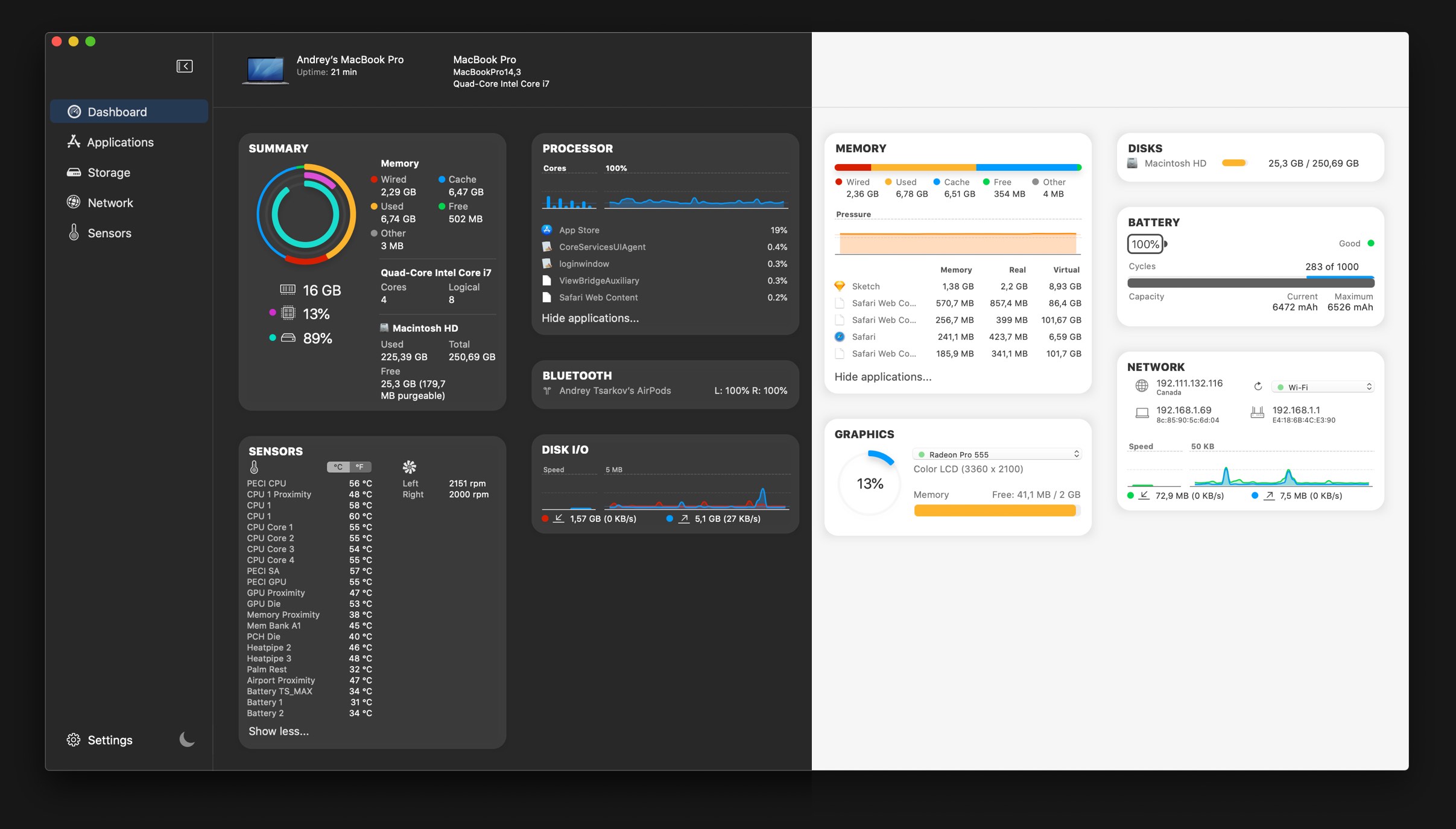 iStatistica Pro 1.0 – Advanced system monitor. screenshot