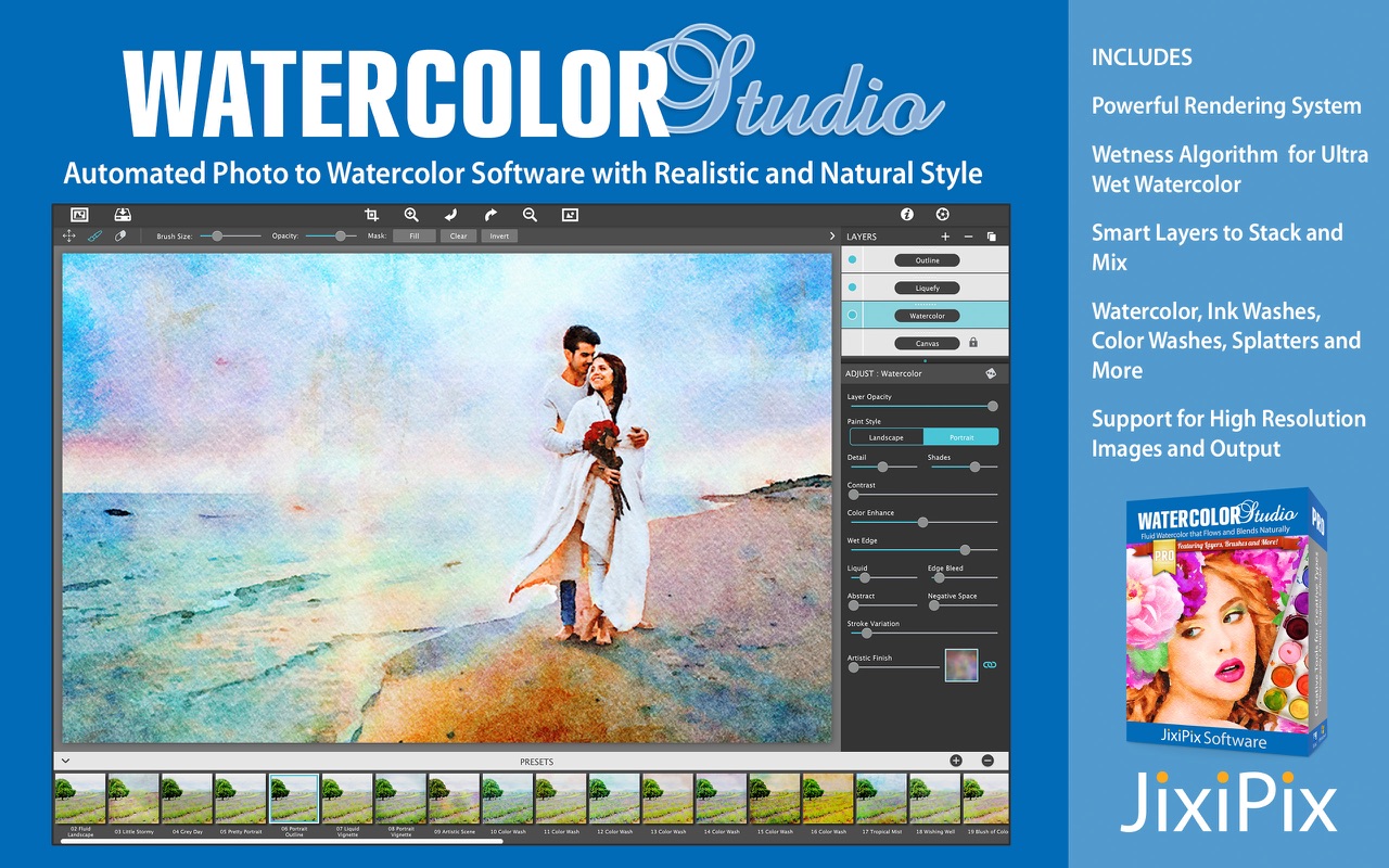 JixiPix Watercolor Studio Pro 1.2.3 – An Automated Photo to Watercolor Software with Realistic and Natural Style. screenshot