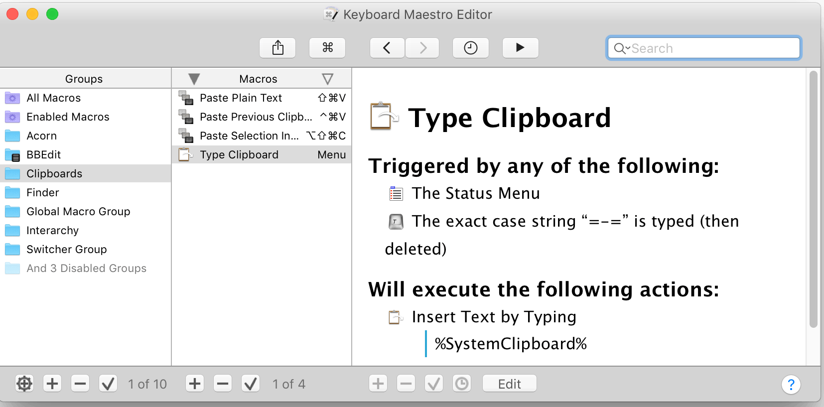 Keyboard Maestro 11.0.3 screenshot