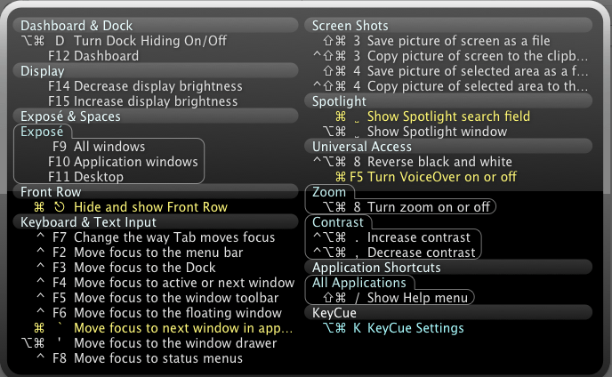 KeyCue 8.7 b2 – Displays all menu shortcut commands. screenshot