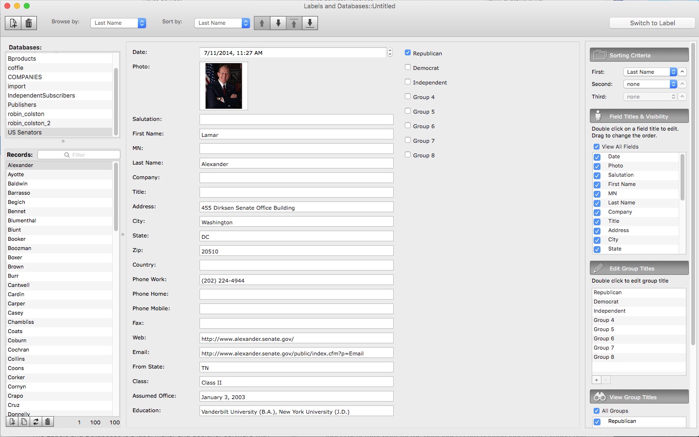 Labels and Databases 1.8.8 screenshot