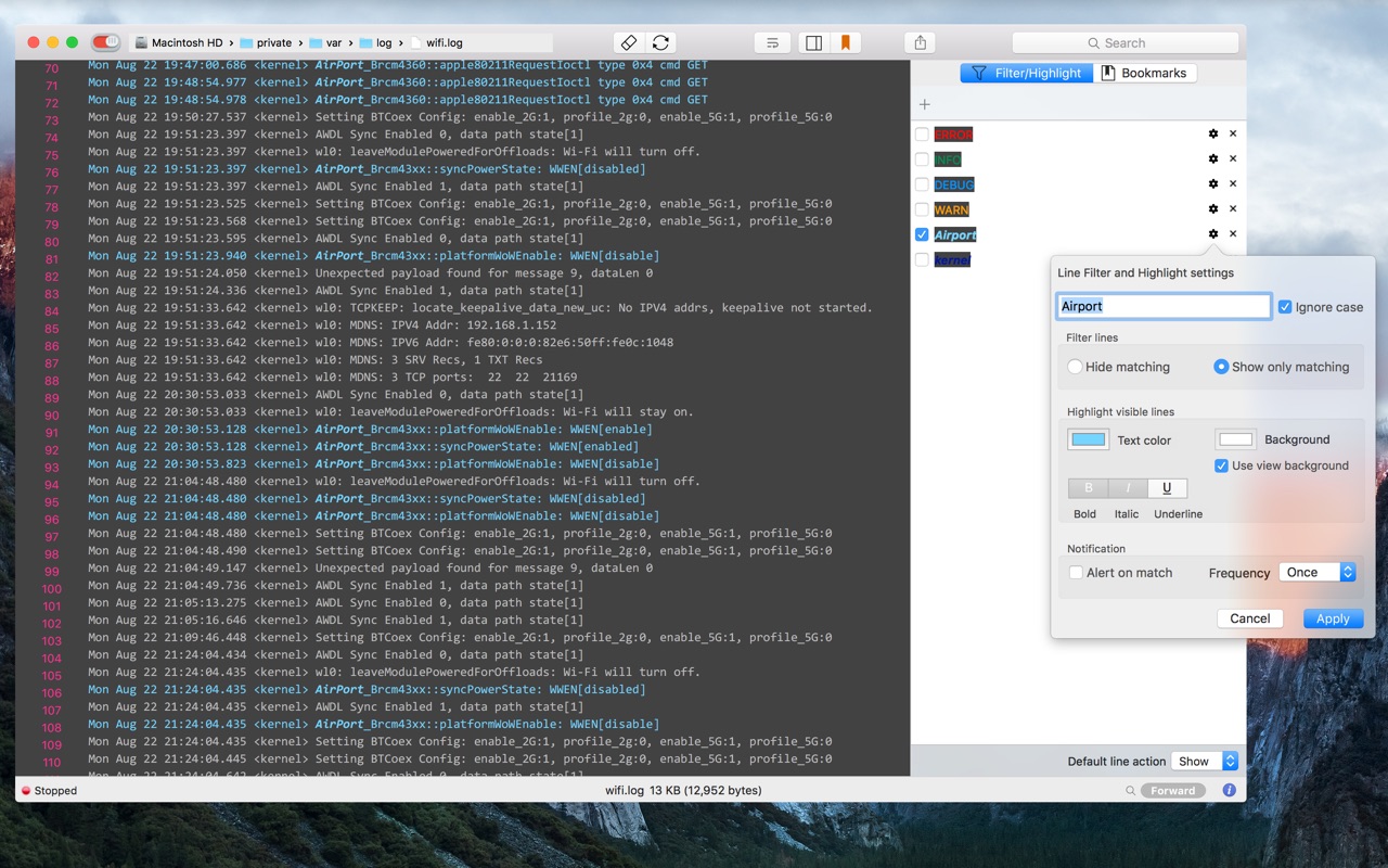 LogTail 3.0 – View and monitor local and remote log files. screenshot