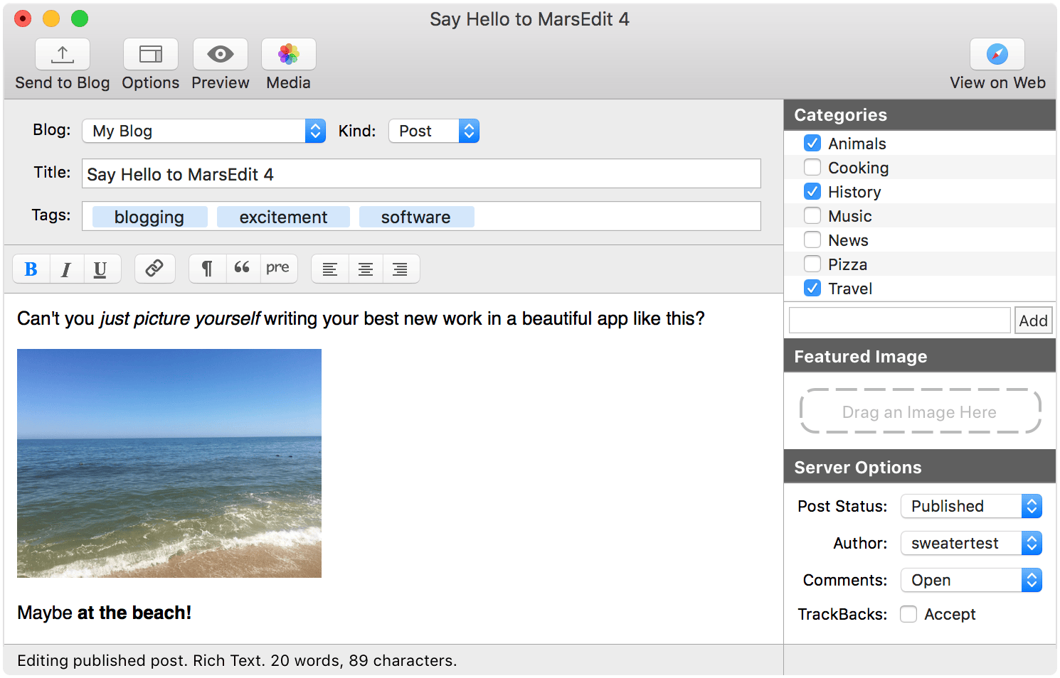 MarsEdit 4.6.3 screenshot