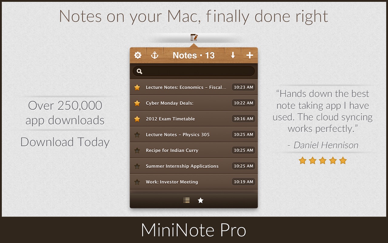 MiniNote Pro 5.2 – Take notes from the menu bar (was NotesTab Pro). screenshot