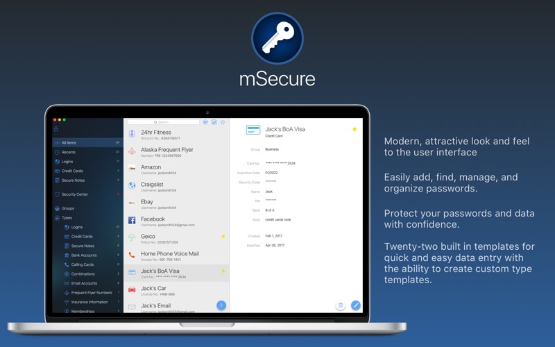 mSecure 3.5.7 – Safely store sensitive information. screenshot