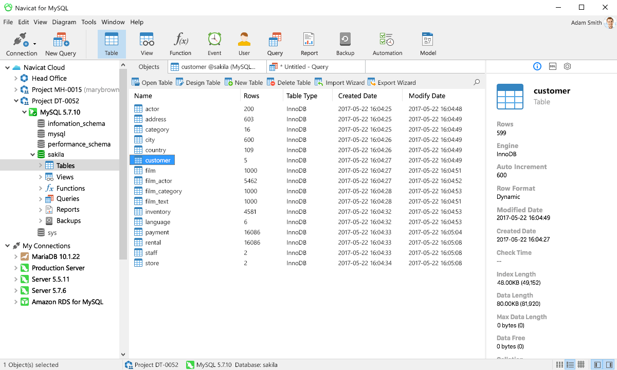 Navicat for MySQL 12.0.22 – Graphically manage MySQL databases. screenshot