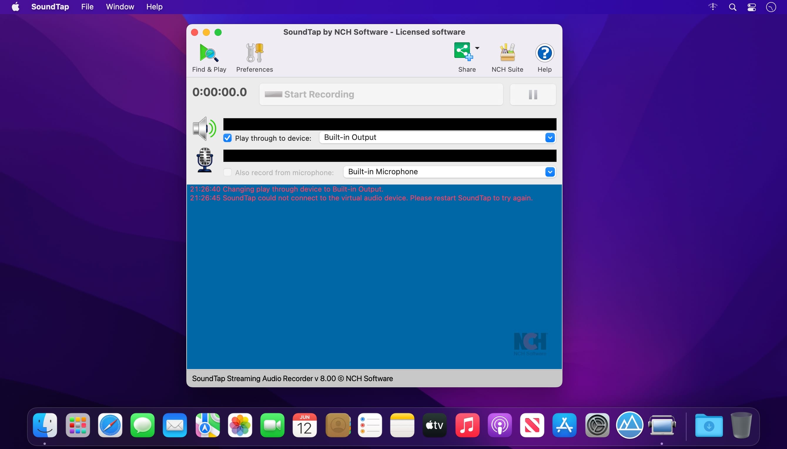 NCH SoundTap 8.00 screenshot