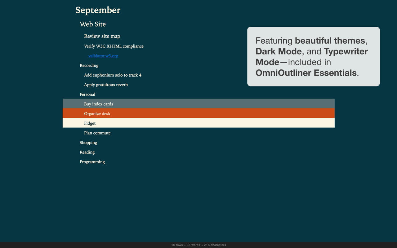 OmniOutliner Pro 5.3 – Pro version of the popular outliner. screenshot