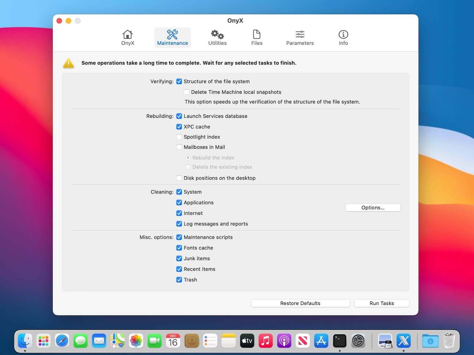 OnyX 4.8.2 for macOS Sequoia 15 screenshot