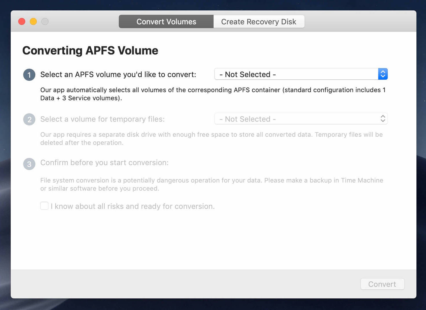 Paragon APFS to HFS+ Converter 1.0 screenshot