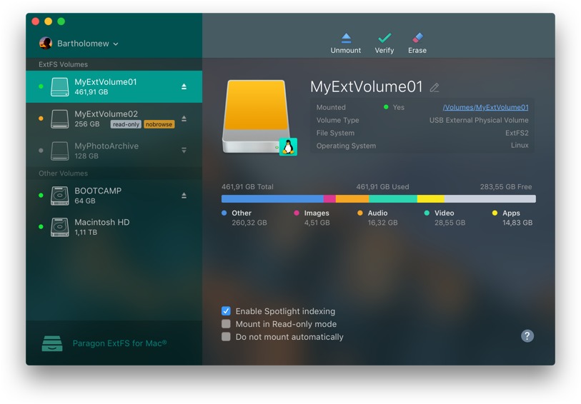 Paragon extFS 11.3.30 screenshot