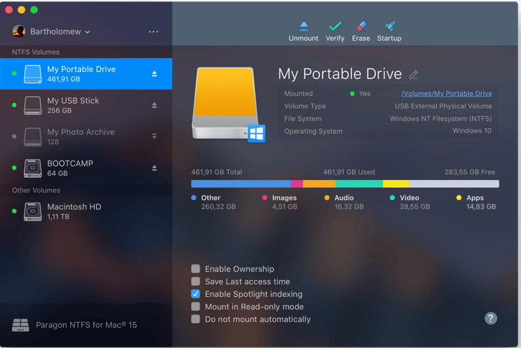Paragon NTFS 15.8.243 screenshot