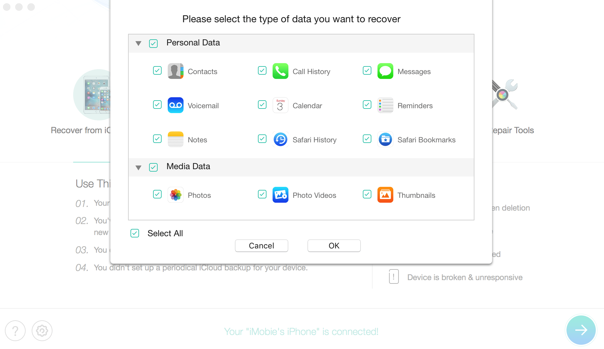 PhoneRescue 3.6.0 – iOS data recovery program. screenshot