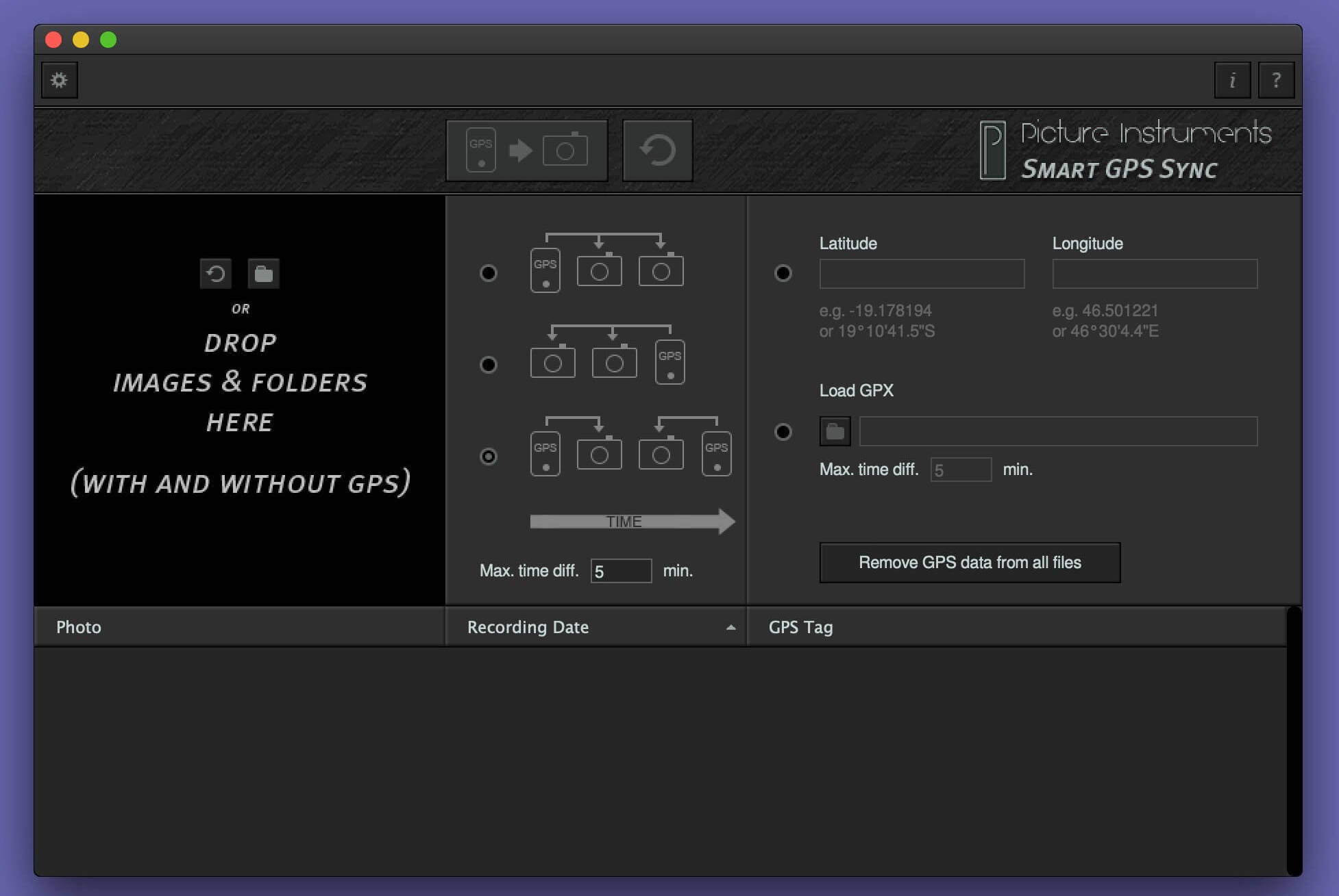 Picture Instruments Smart GPS Sync Pro 2.0.10 screenshot