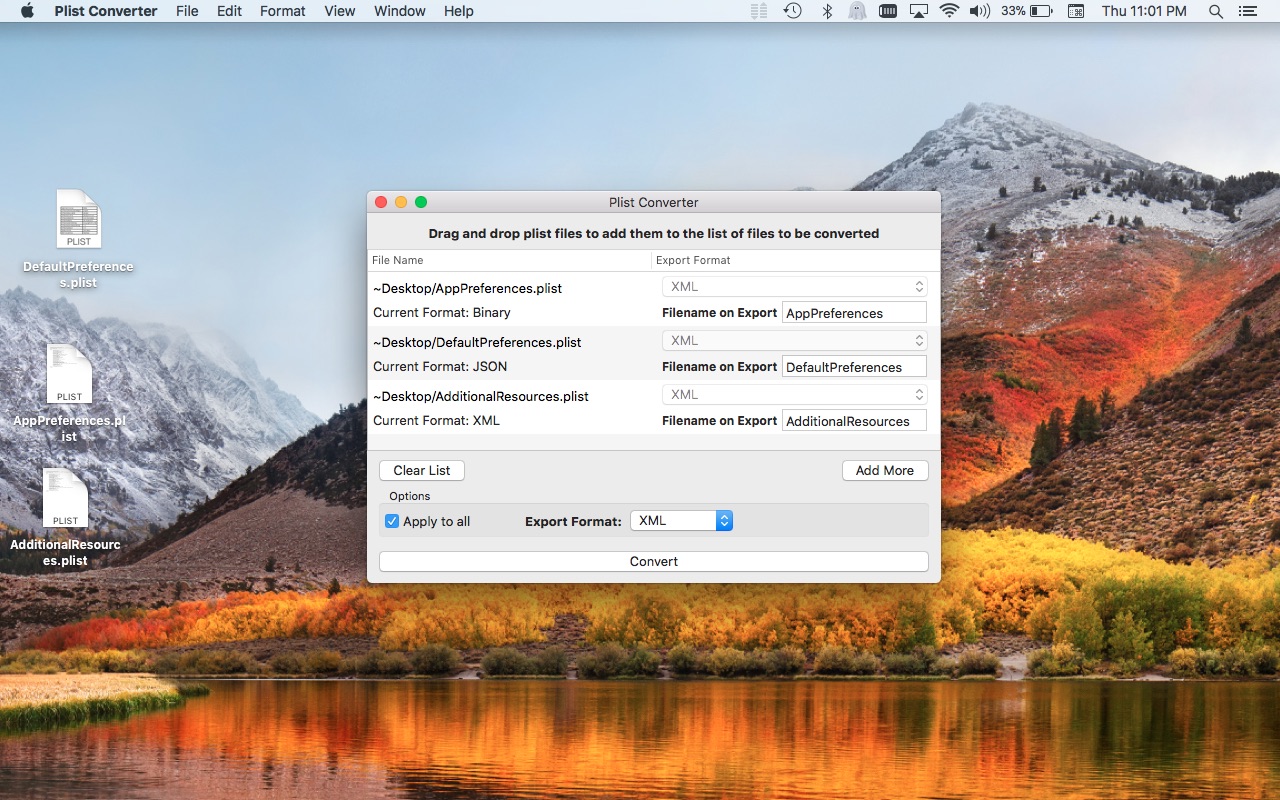 Plist Converter 1.4.1 screenshot
