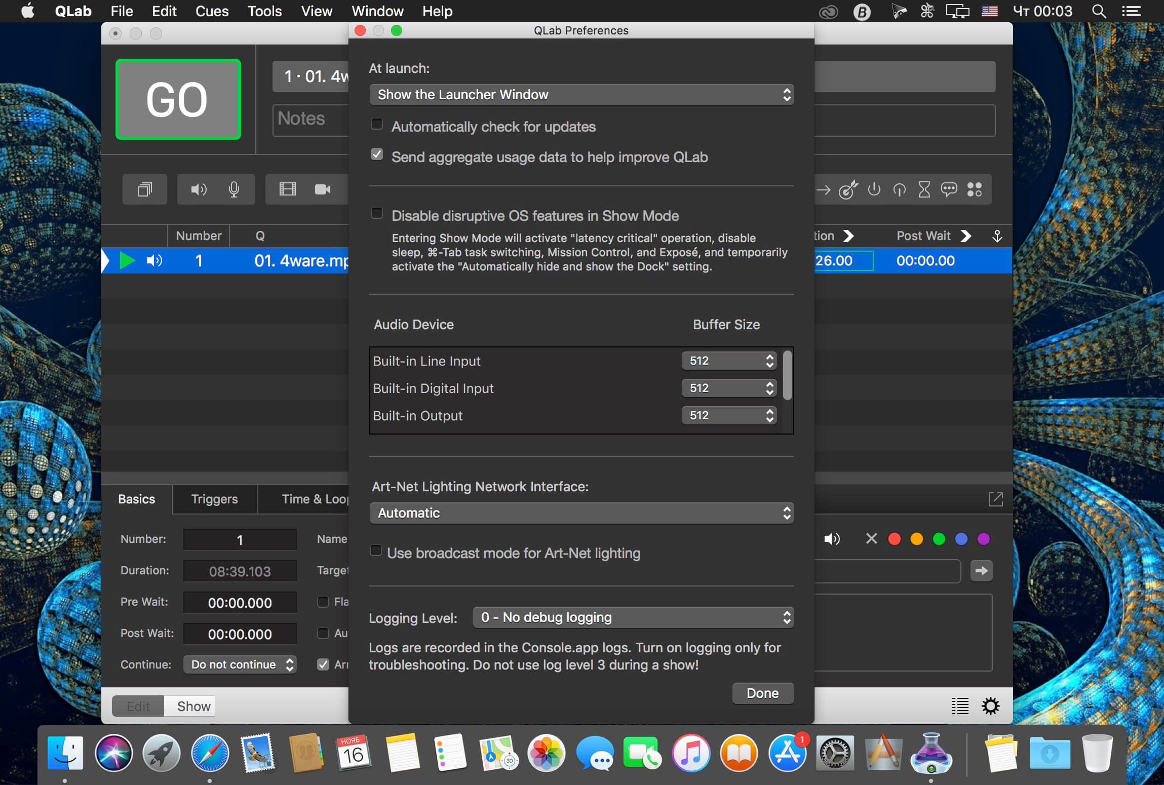 QLab 4.4 – Create media sequences for live shows. screenshot