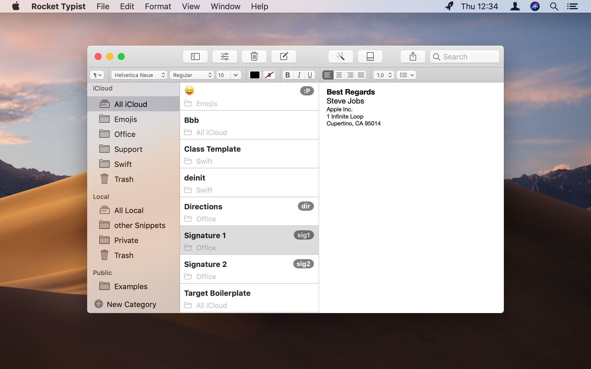 Rocket Typist 1.3.1 – Expand typed abbreviations. screenshot