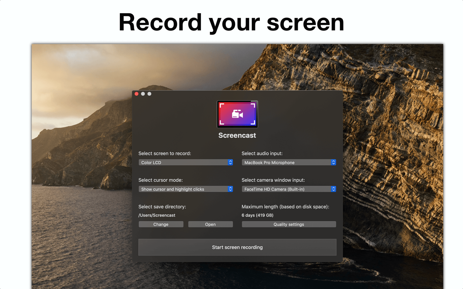 Screencast 1.9.2 screenshot