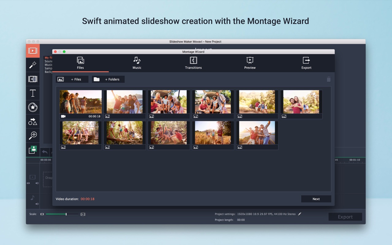 Slideshow Maker Movavi 4.0 – Create a photo slideshow on your Mac. screenshot