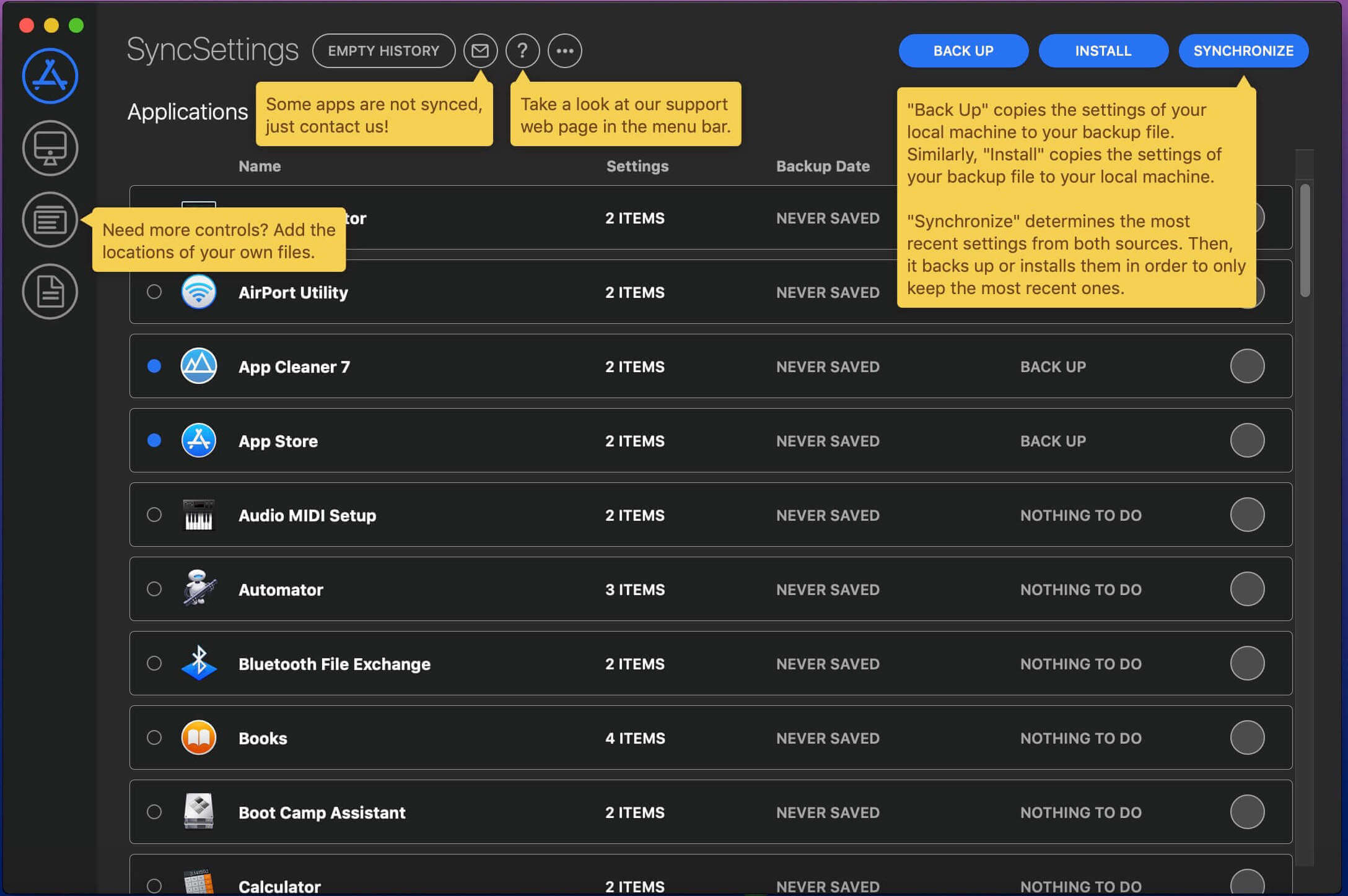 SyncSettings 1.2.4 screenshot