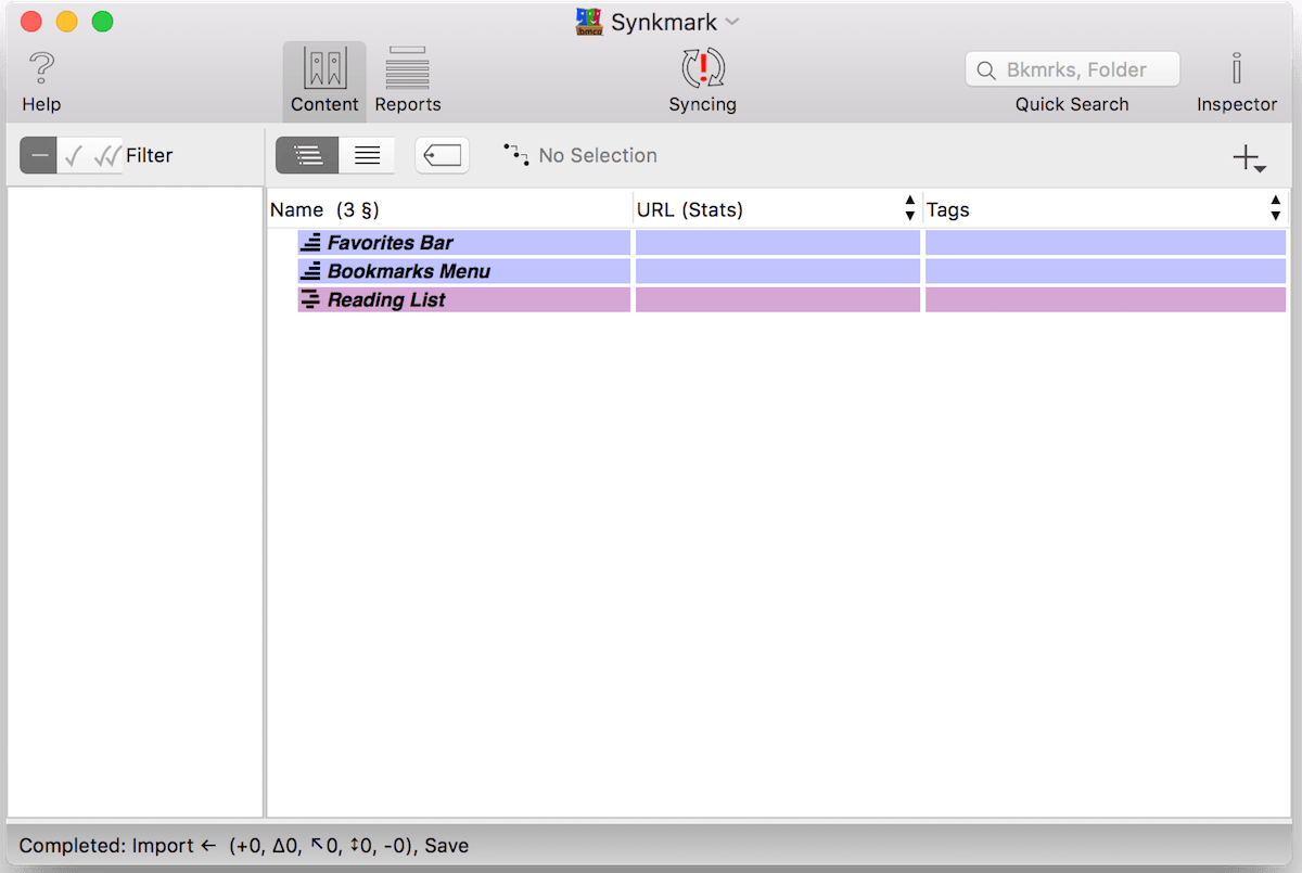 Synkmark 2.5.6 – Keeps Safari, Chrome, and Firefox bookmarks in sync. screenshot