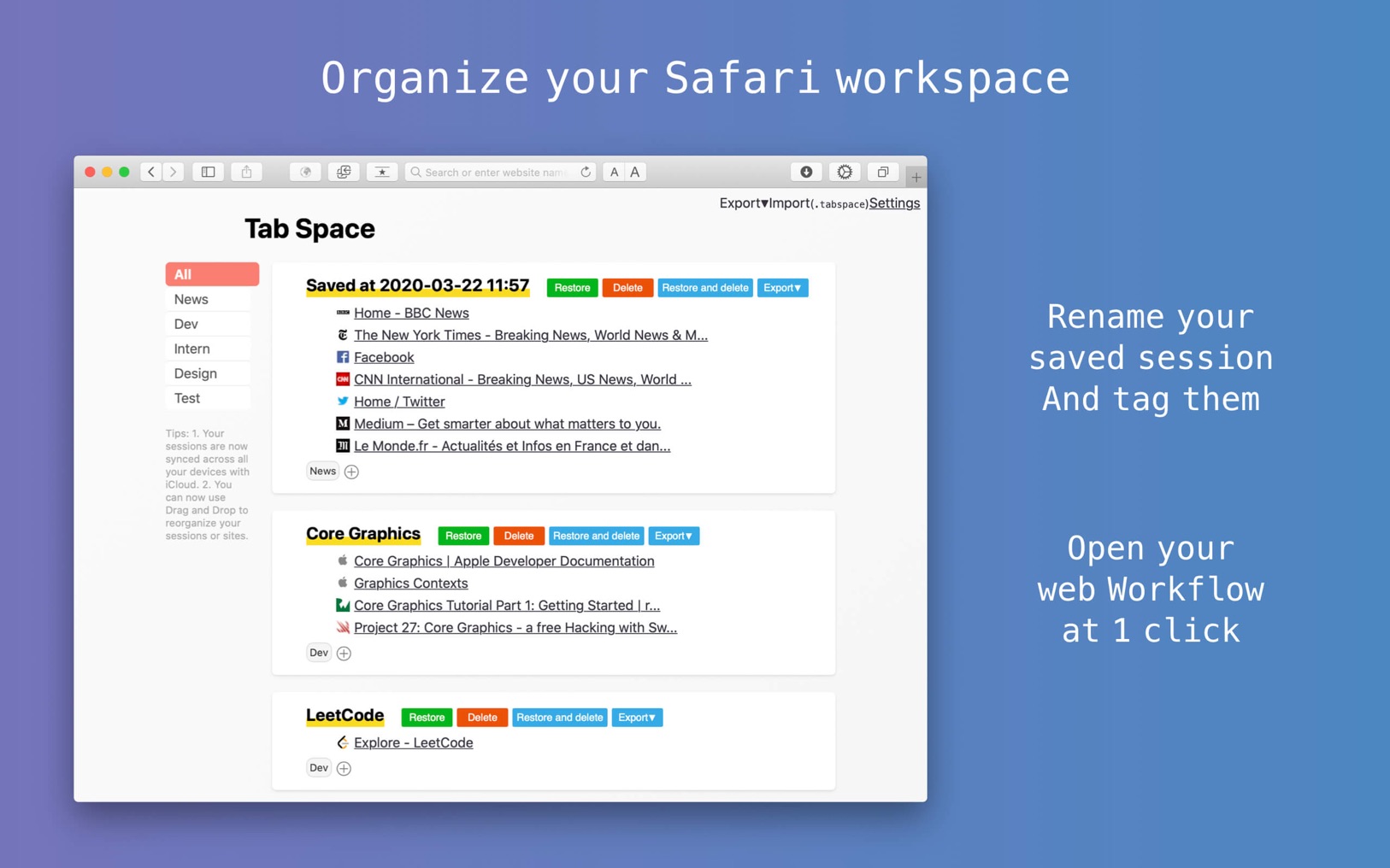 Tab Space 3.8.2 screenshot