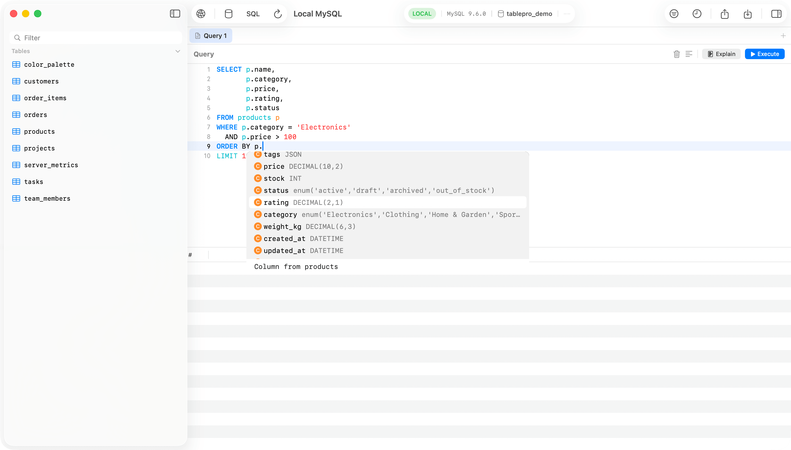 TablePro 0.27.1 screenshot