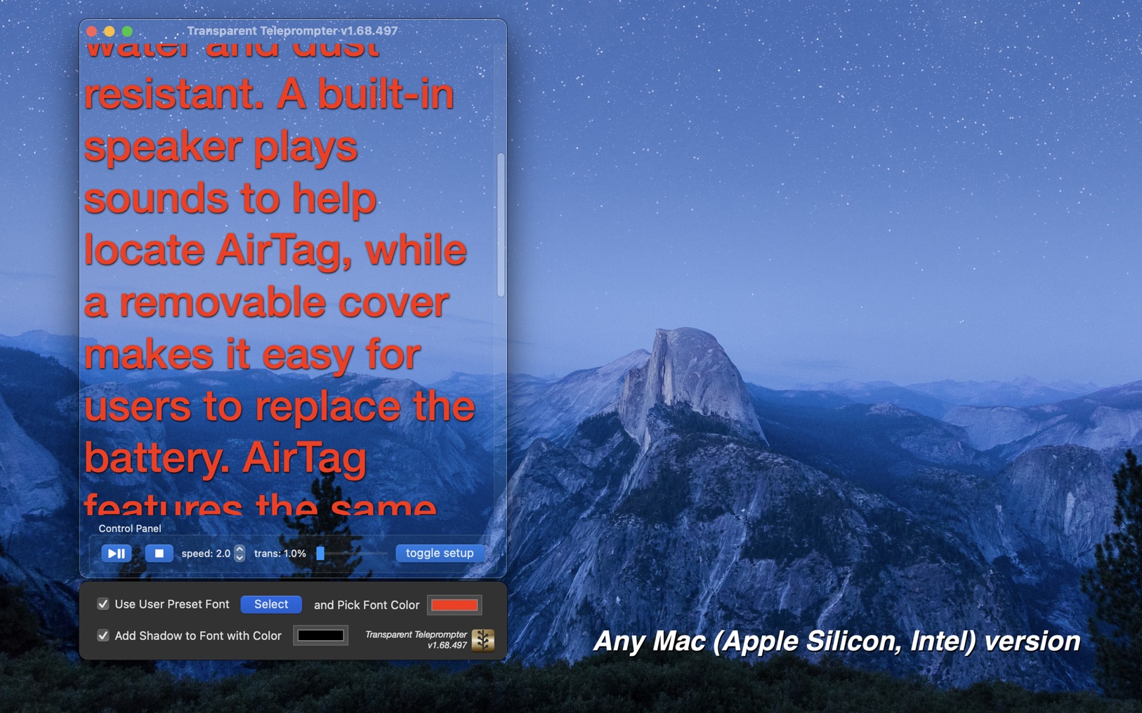 Transparent Teleprompter 2.02 screenshot