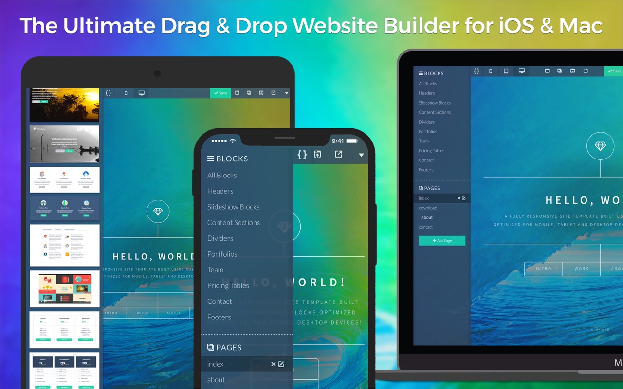 UXWeb 1.2.1 – Drag & Drop Website Builder for Mac. screenshot