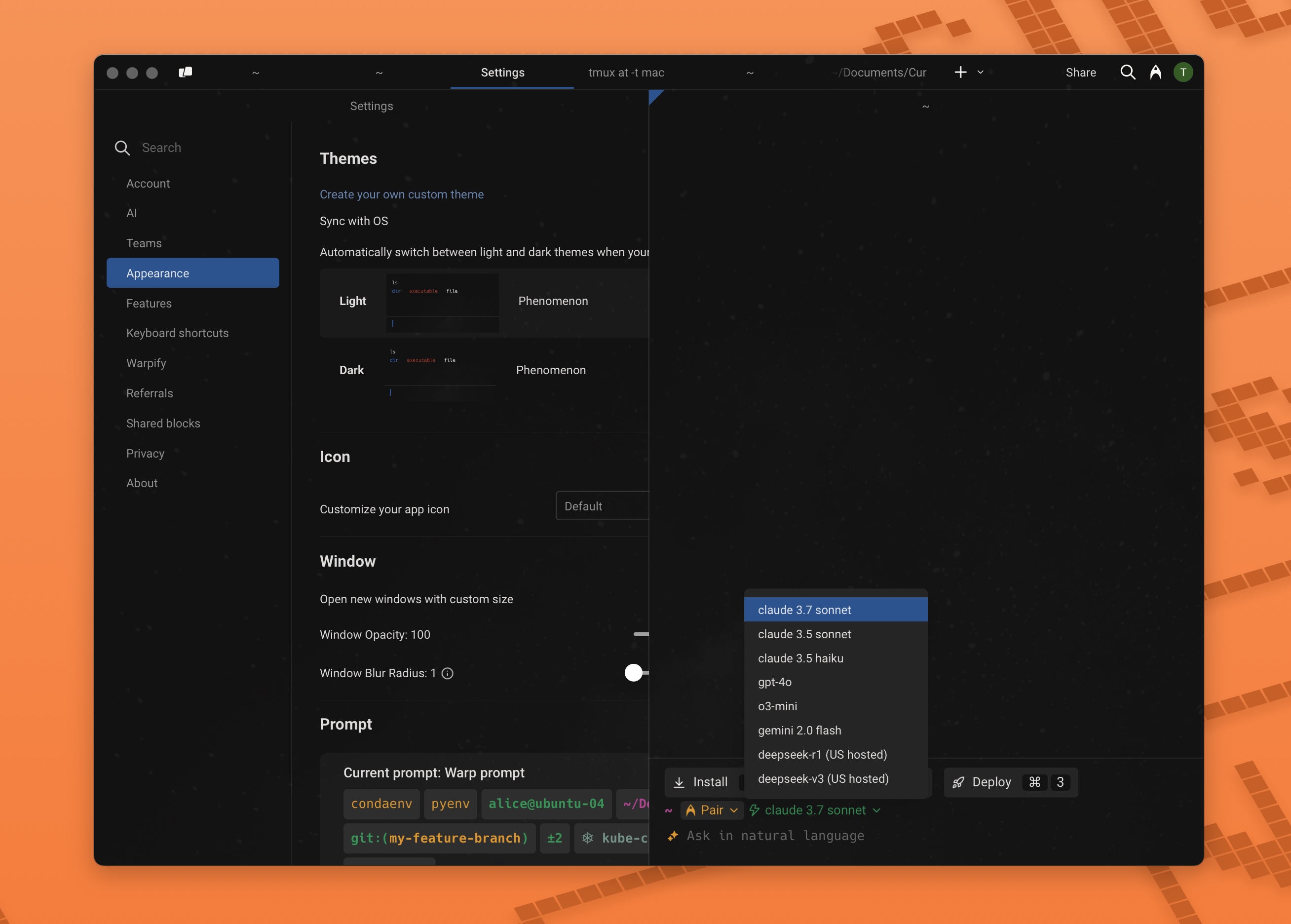 Warp Terminal 2026.08.07 – Free AI-powered terminal. screenshot