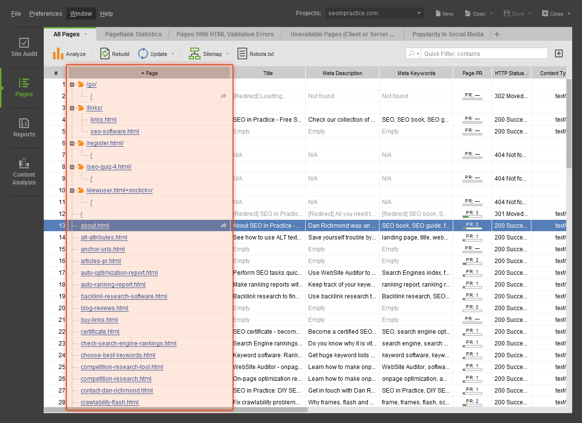 WebSite Auditor 4.56.15 ekran görüntüsü