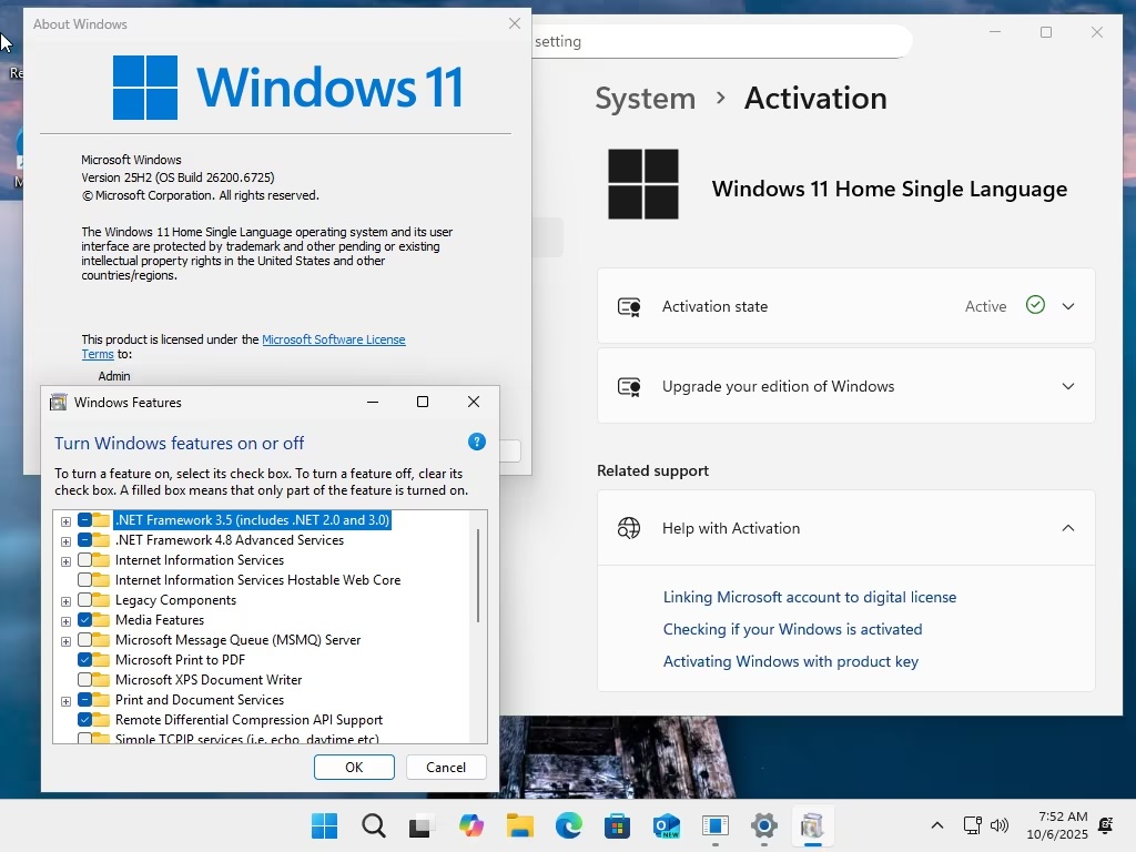 Windows 11 Aio 16in1 25H2 Build 26200.8894 (No TPM Required) With Office 2024 Pro Plus Multilingual Preactivated Aug 202 ekran görüntüsü