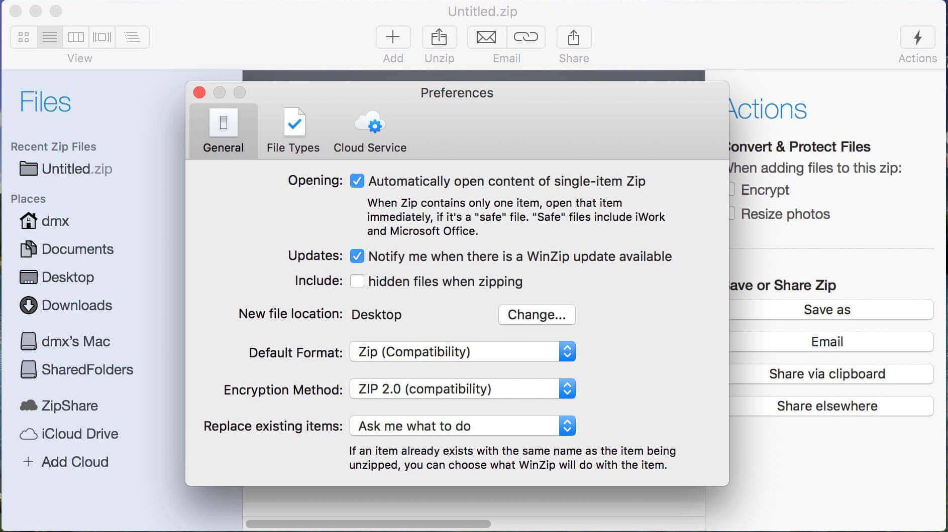 WinZip 6.2 – Mac edition of established compression utility. ekran görüntüsü