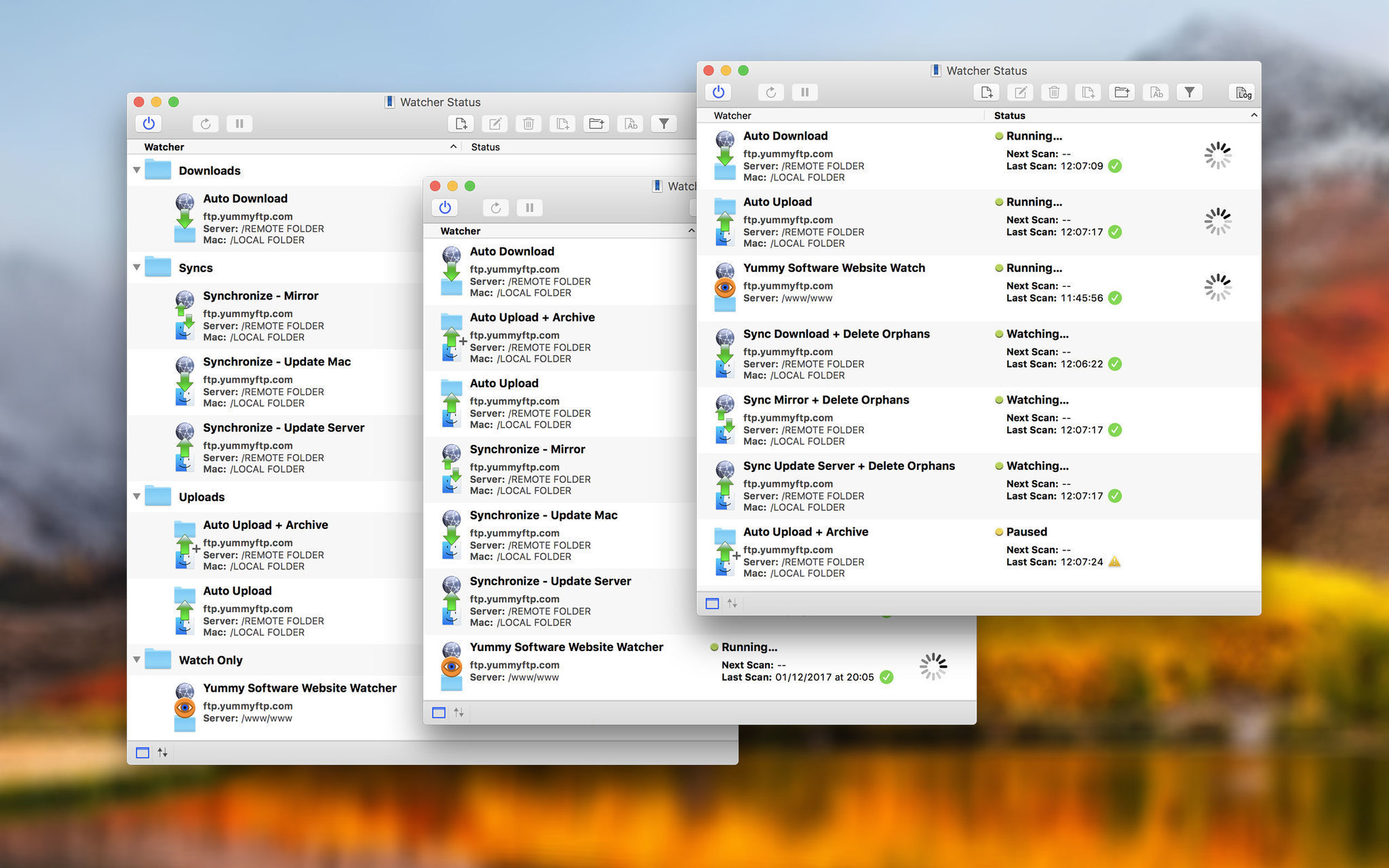 Yummy FTP Watcher 3.0.6 – Automated FTP/S + SFTP + WebDAV/S client. ekran görüntüsü